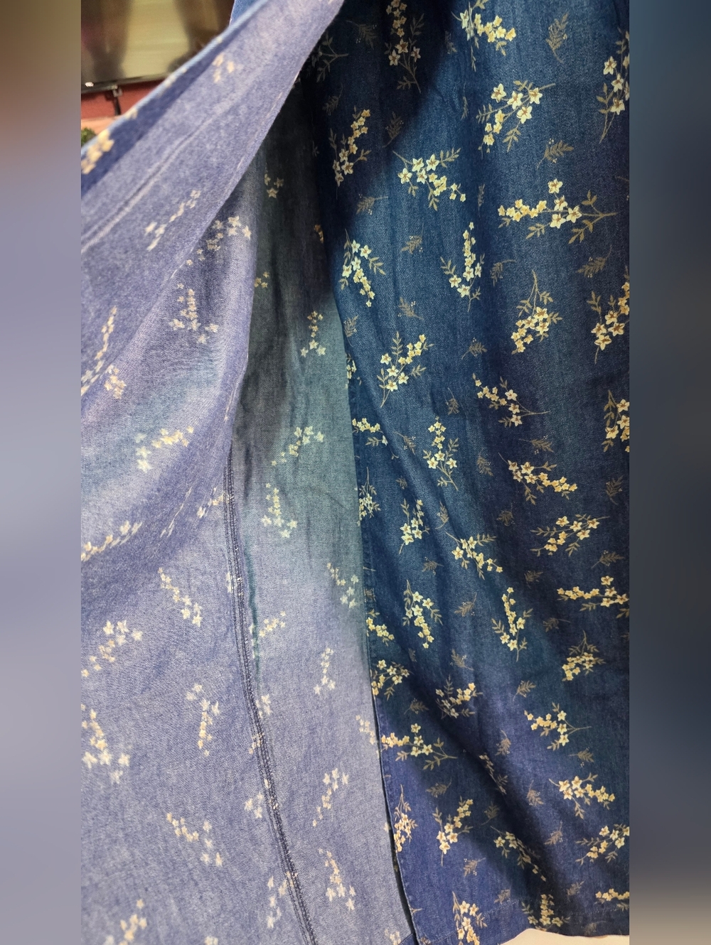 Liz Claiborne Vintage  Floral Denim Skirt Button Wrap Long Cottagecore Sz 4 - Picture 7 of 9